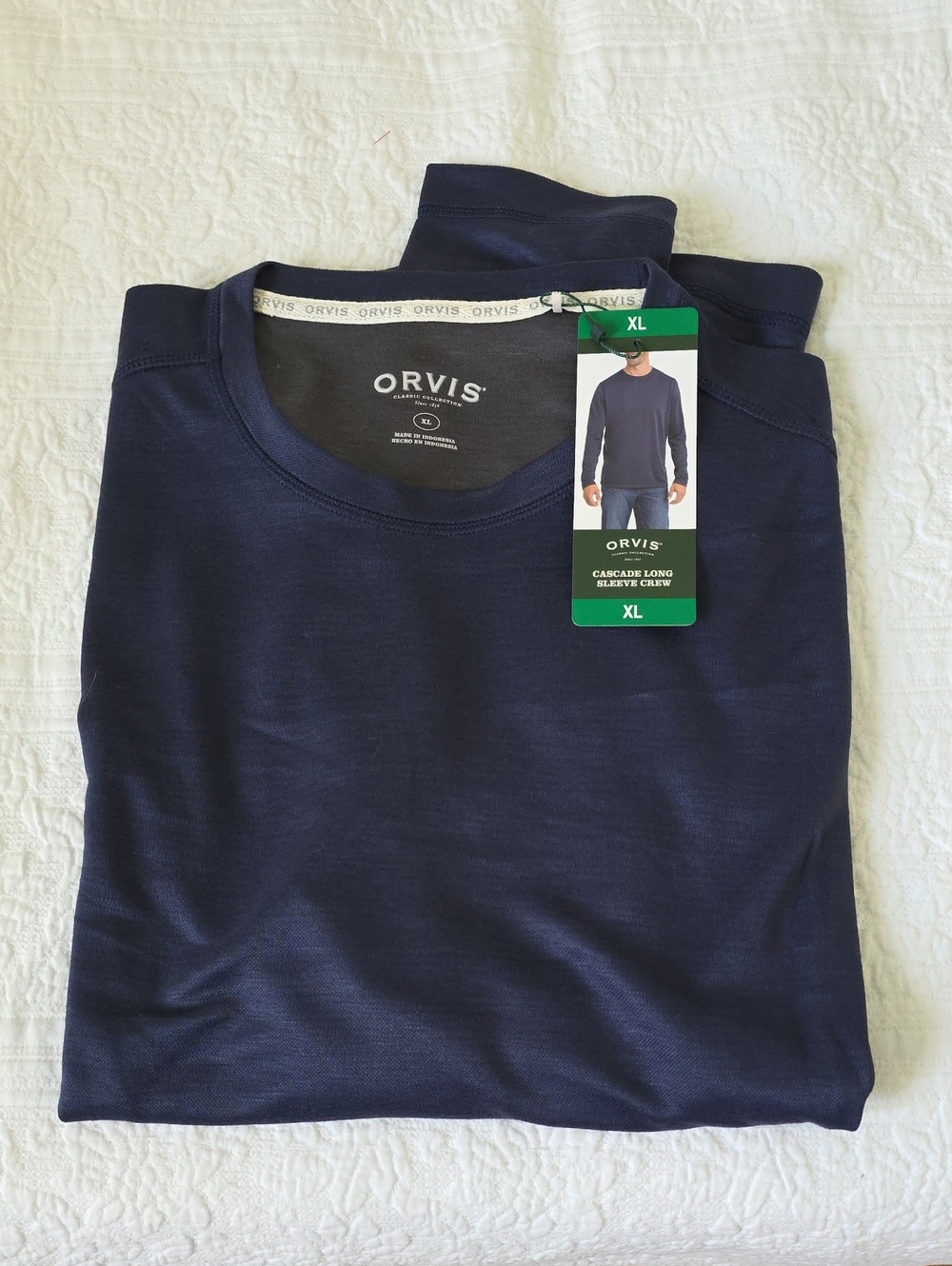 Orvis Long Sleeve Crew Tee - Navy Blue